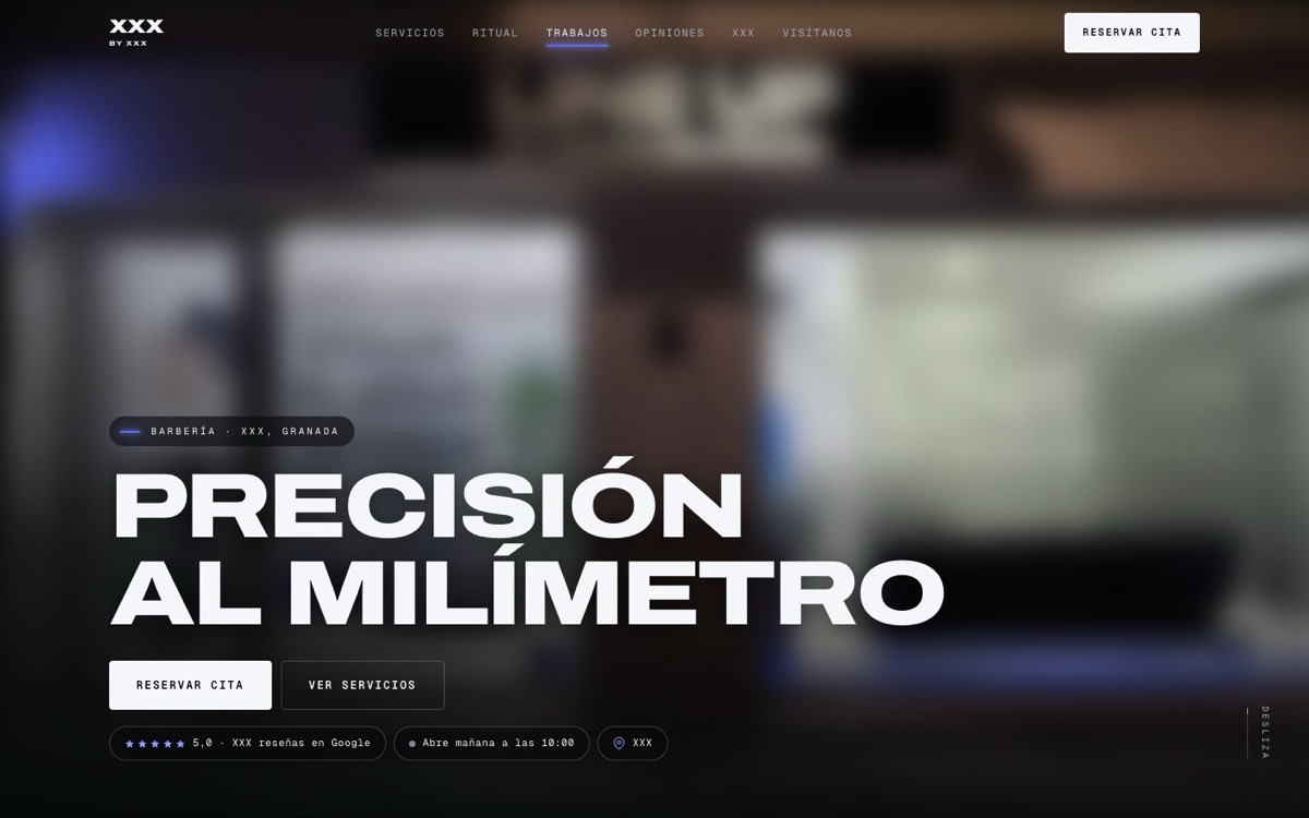 Portada de una demo de web para una barbería (nombre oculto)