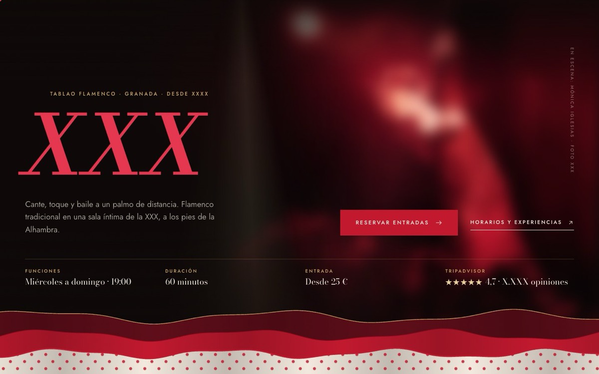 Portada de una demo de web para un tablao flamenco (nombre oculto)